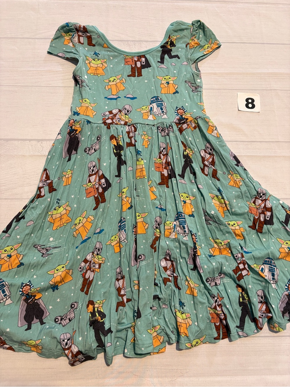 Little Sleepies Mint Green Grogu & Star Wars Character Twirl Dress